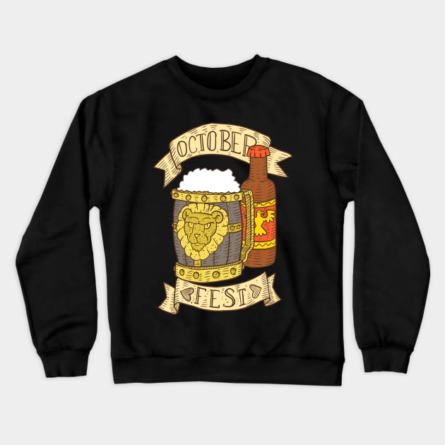 vintage Oktoberfest artwork with beer. Crewneck Sweatshirt by JJadx